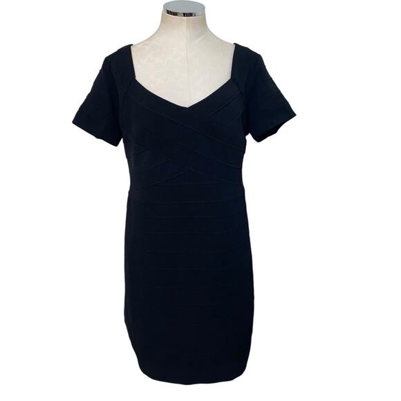 Torrid Black Short Sleeve Bandage Knit V-Neck Mini Dress Plus Size 2X - Picture 1 of 8